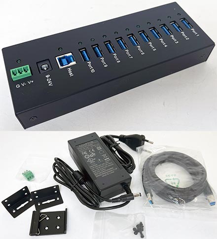 CTFINDUSB-3X10 (Automotive/Industry 10-port USB 3.2 Hub, 9-24VDC)